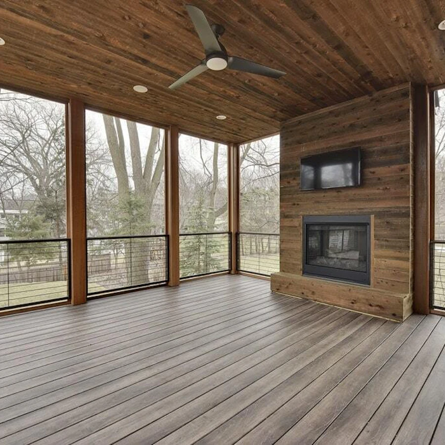 Massive screen porch with fireplace