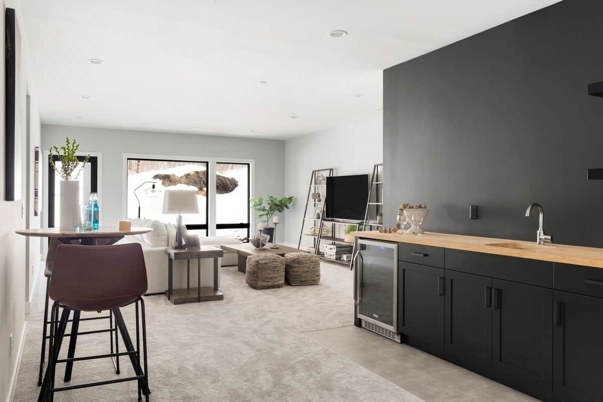 Custom wet bar and walk out