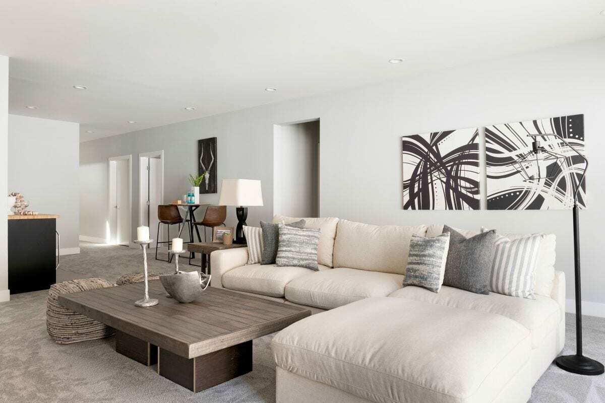 A lower level complete with a wet bar