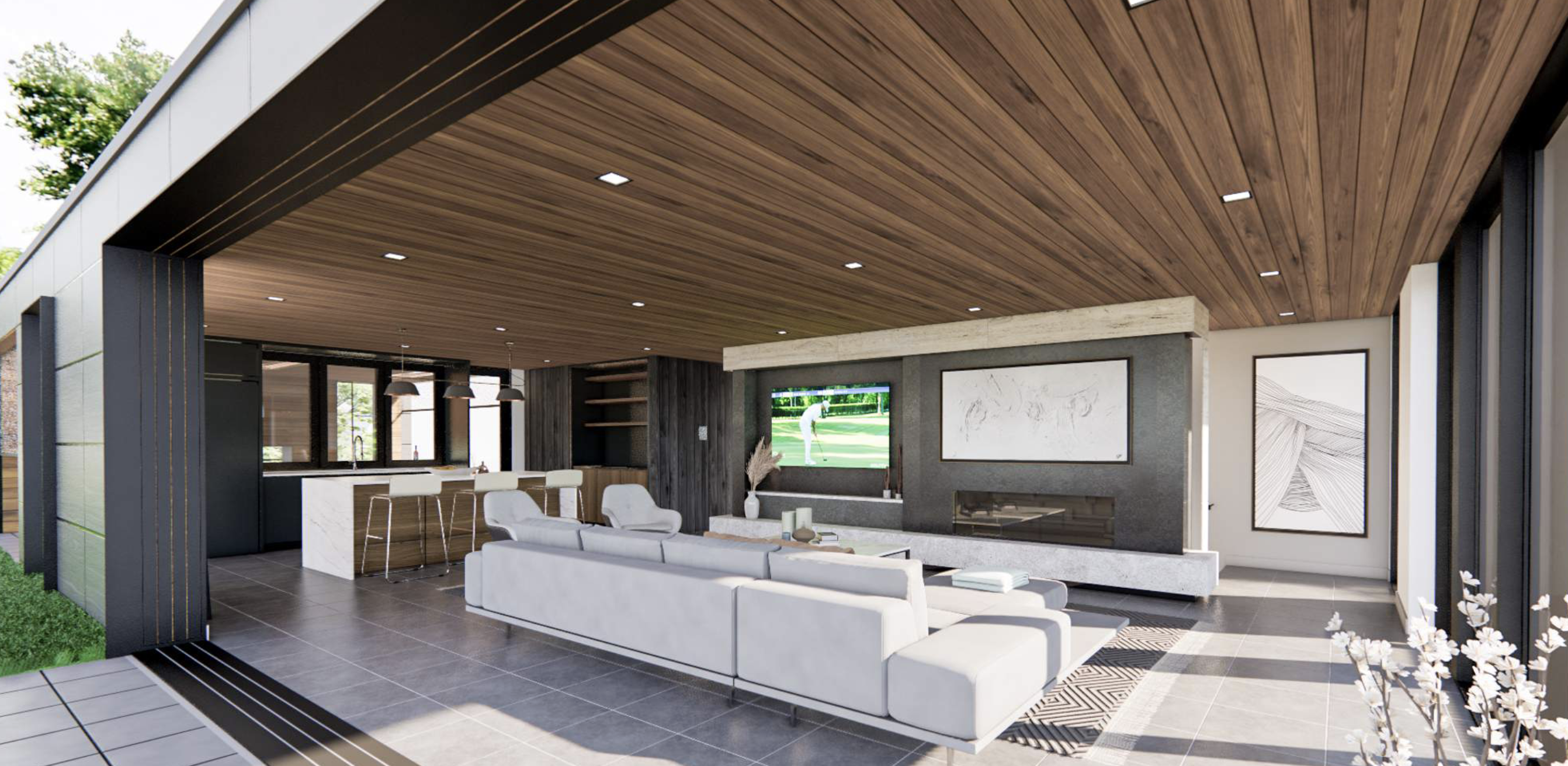 Open living room and patio design