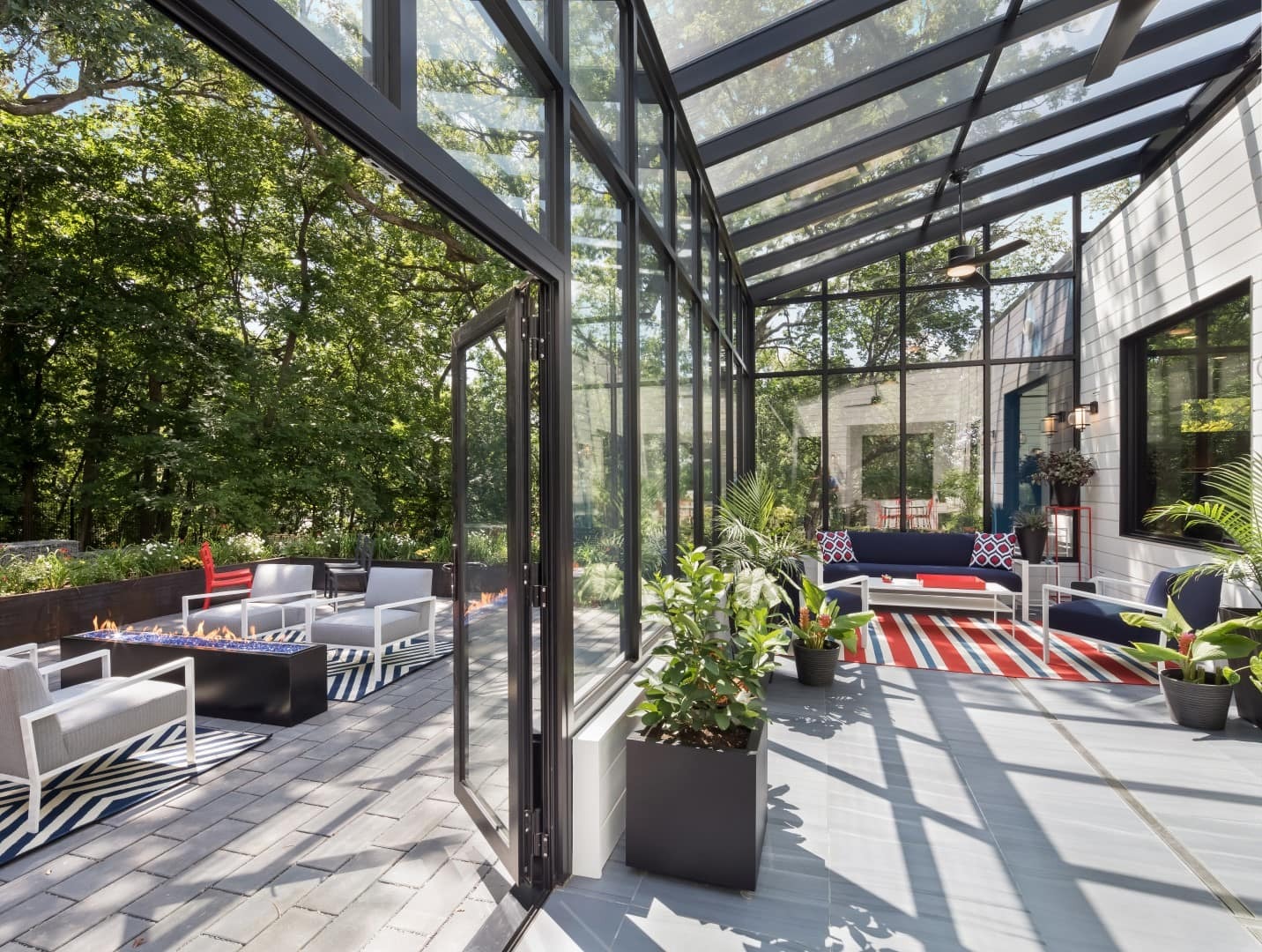 Huge outdoor glass-enclosed conservatory