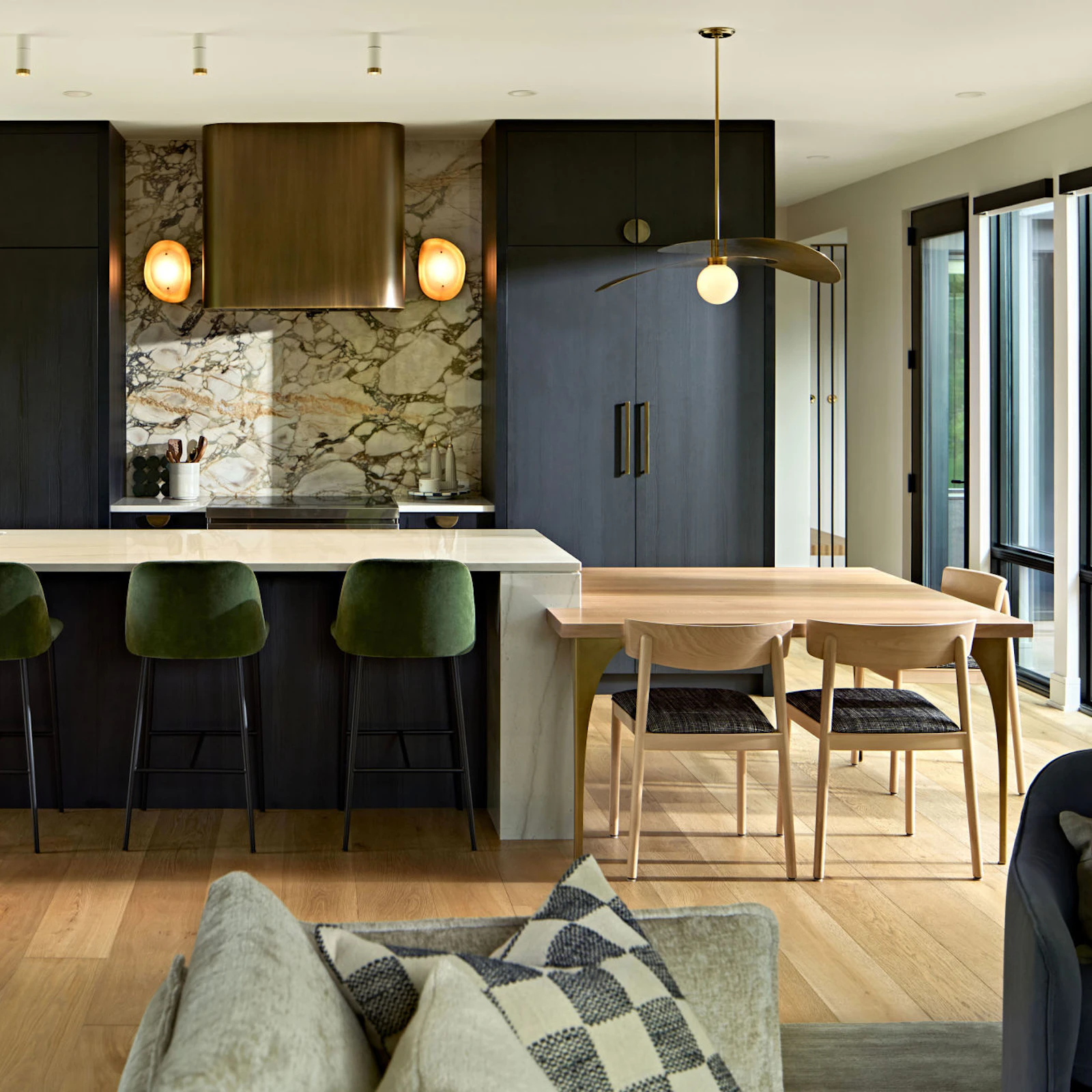 Transitional kitchen design and open concept living