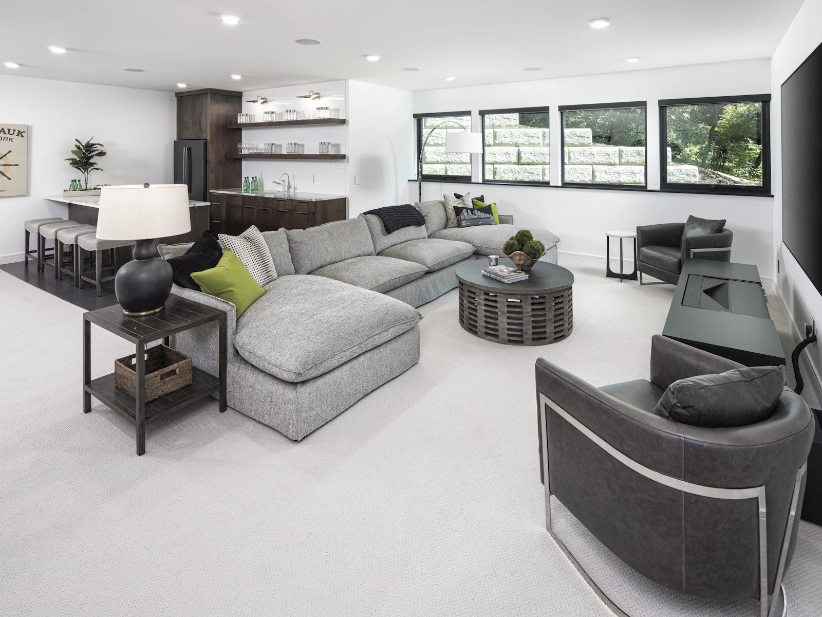 Basement with a wet bar