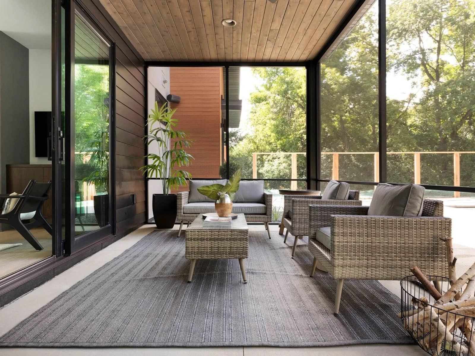 Screened-in porch with stunning views