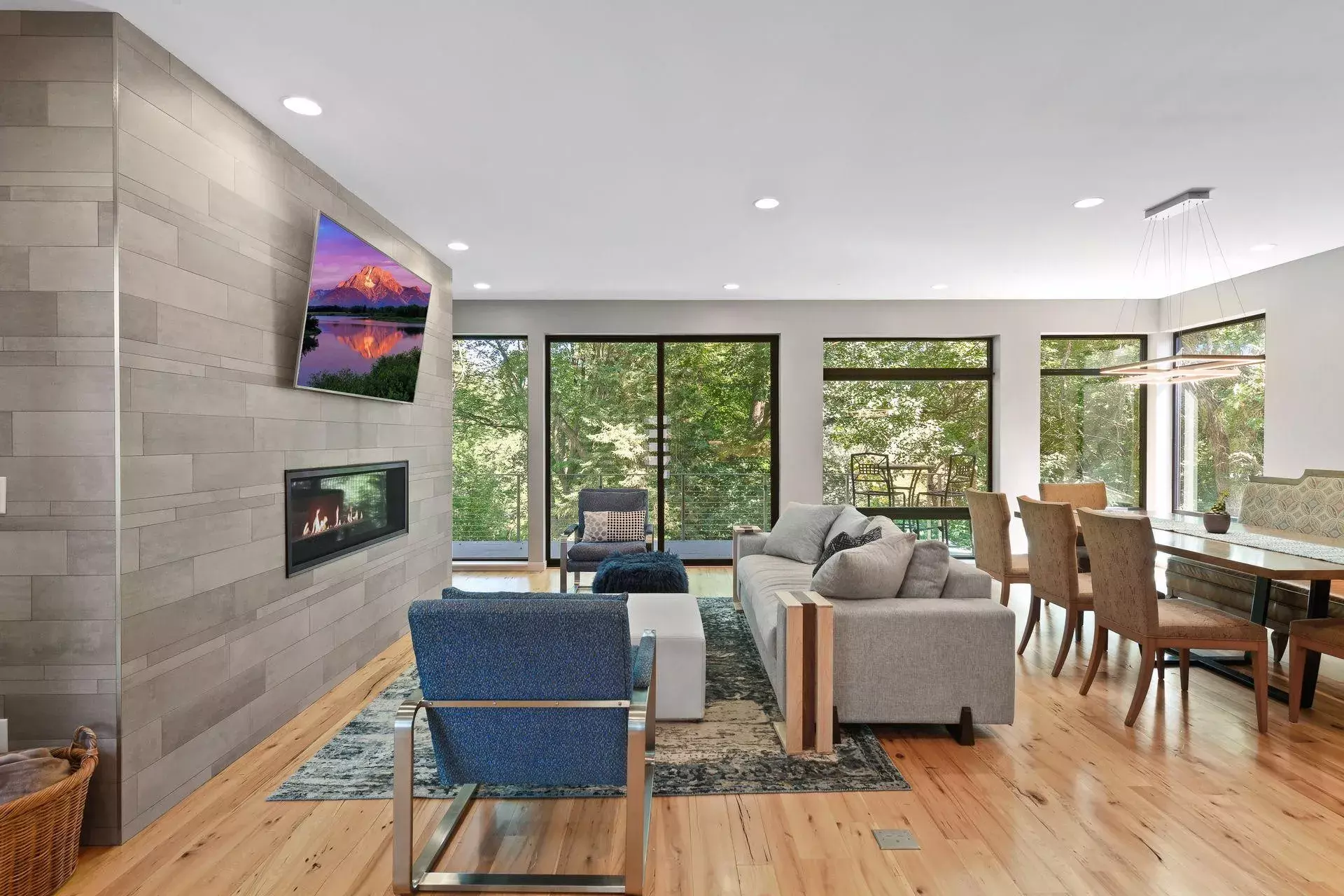 Living room and dining room