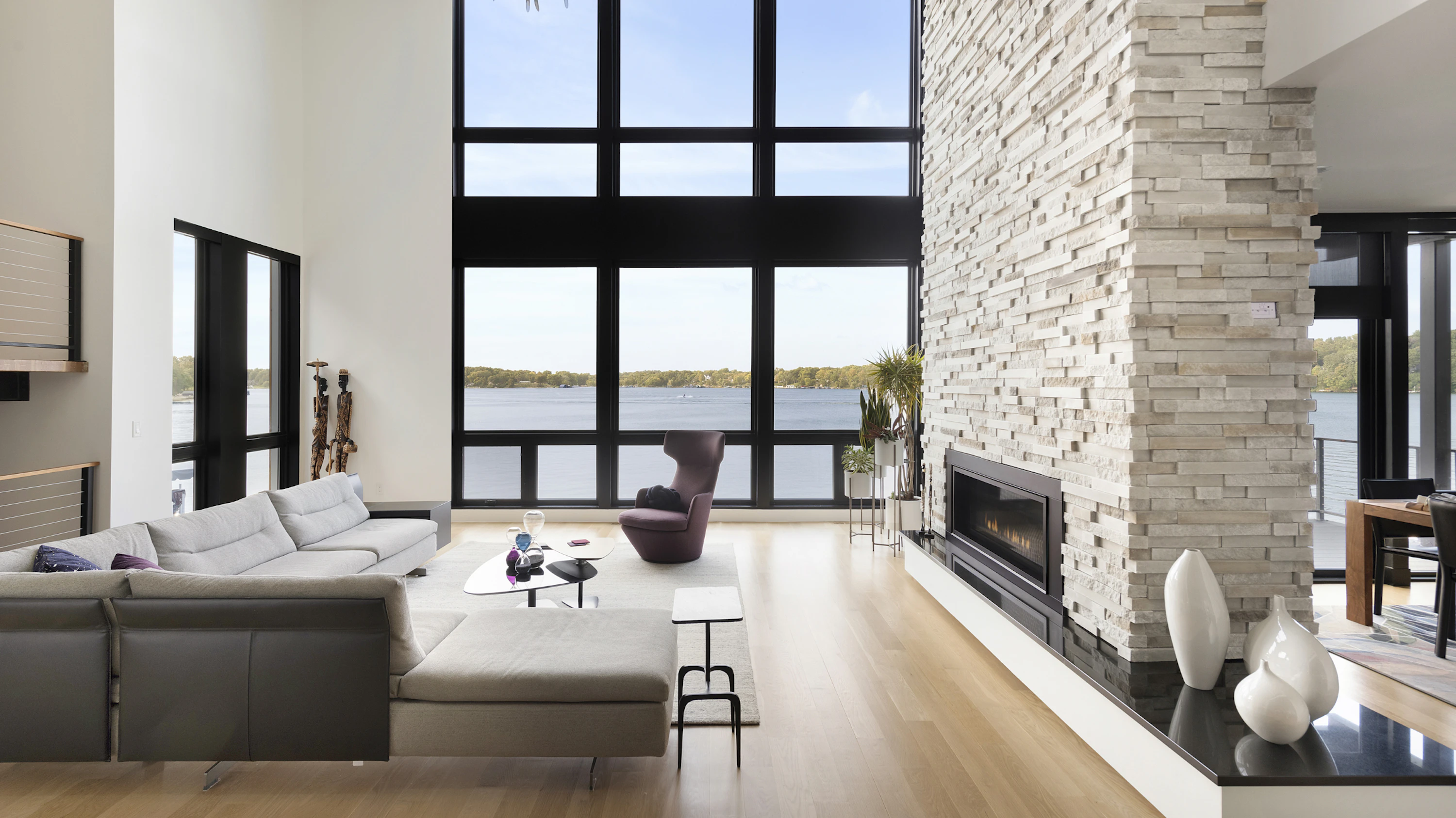 Expansive two-story views from the living room