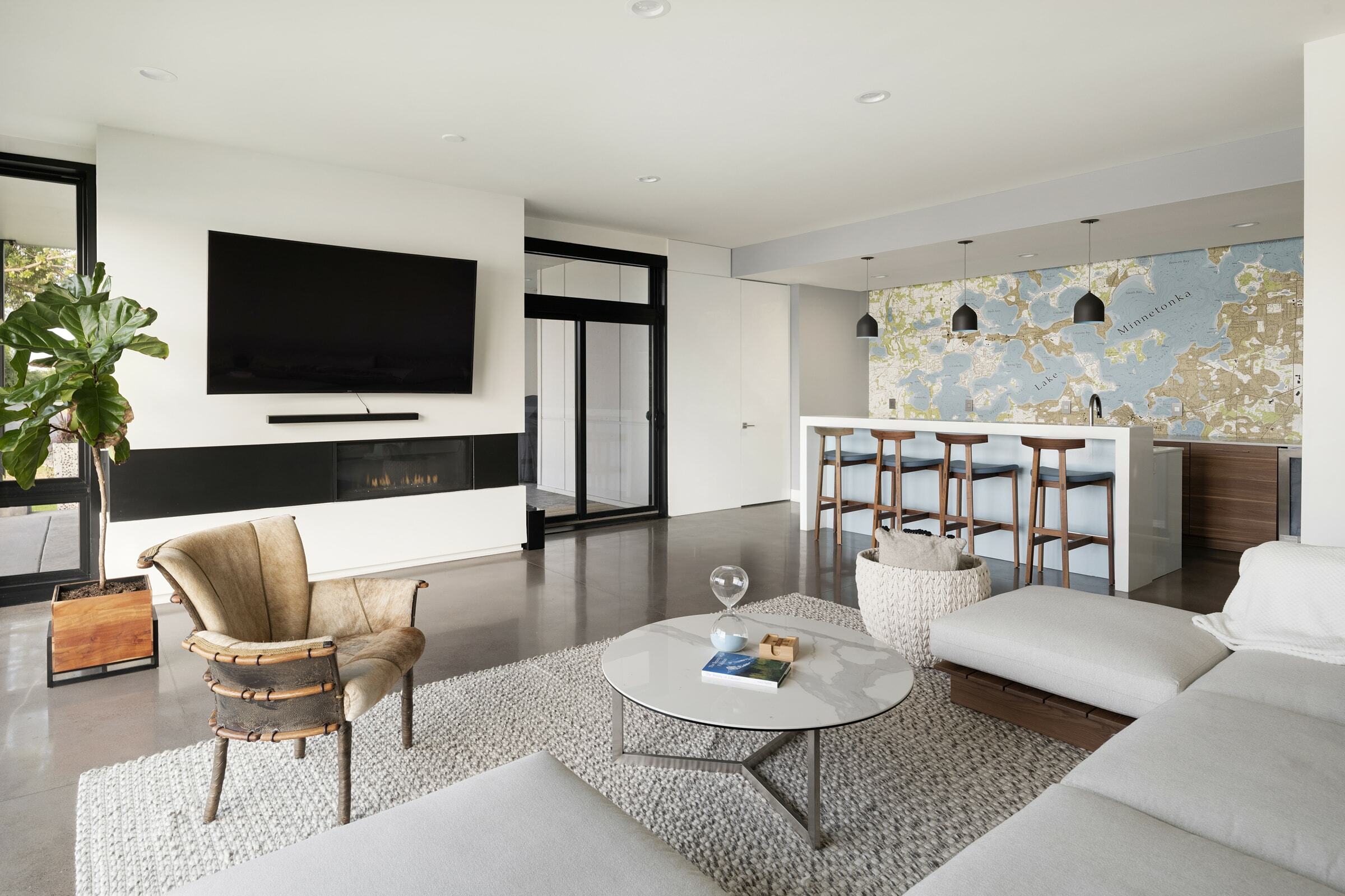 Lower level with custom bar