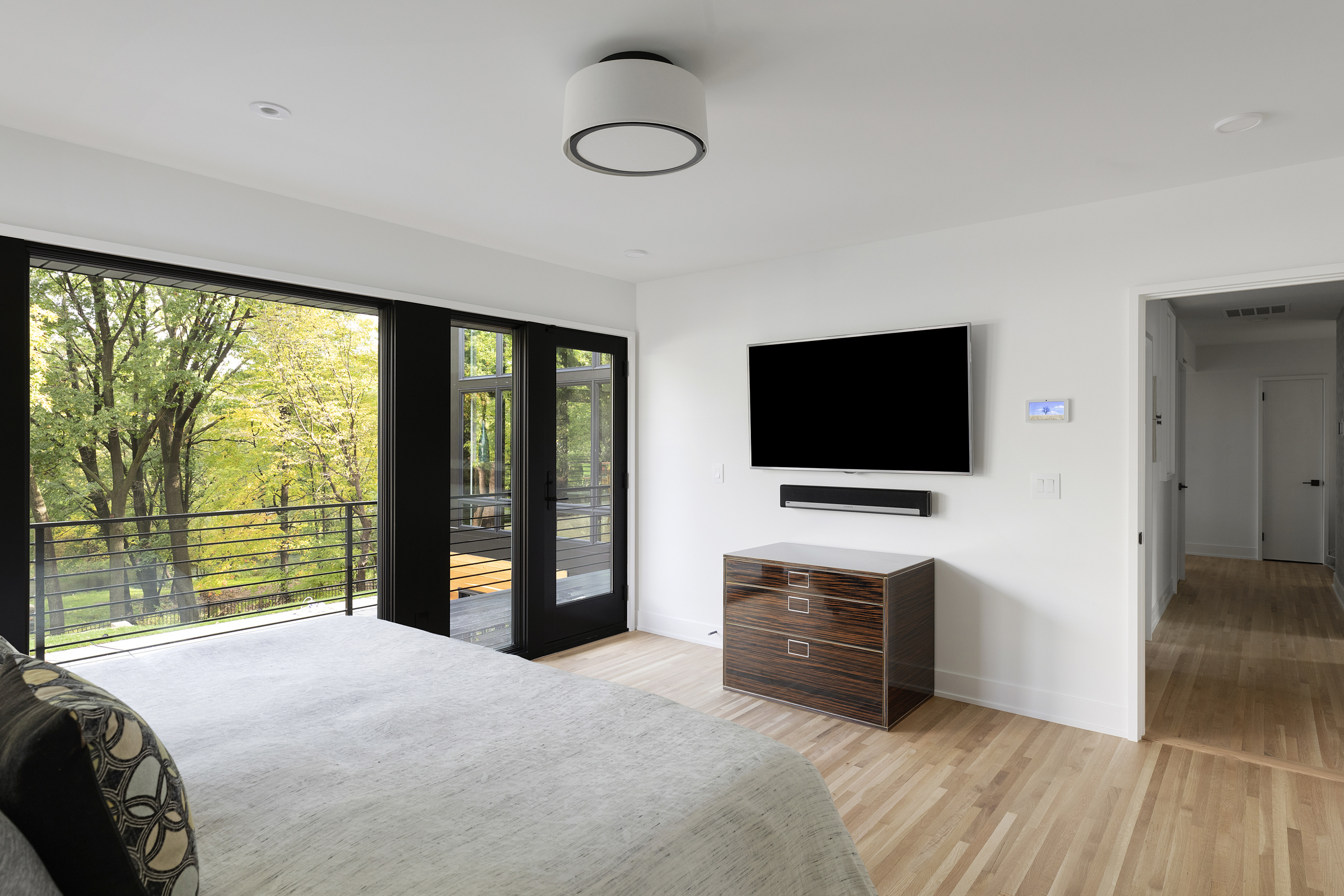 Bedroom with floor-to-ceiling windows