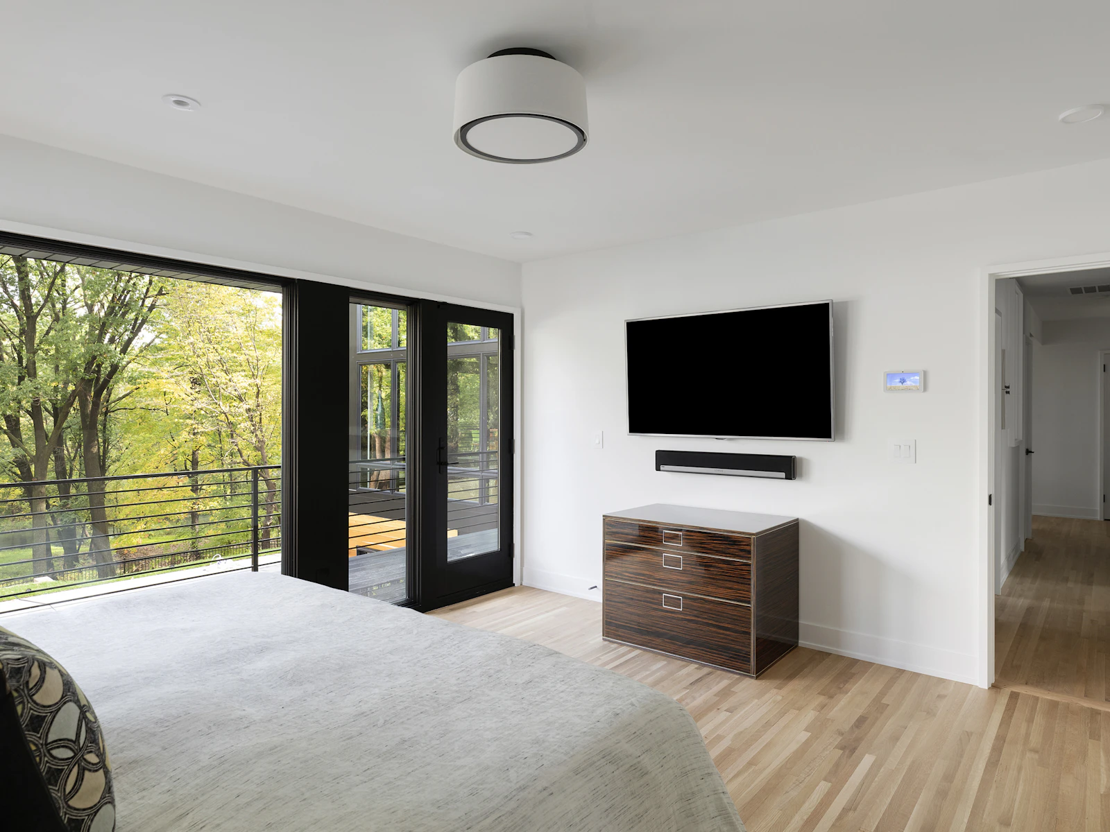 Bedroom with floor-to-ceiling windows