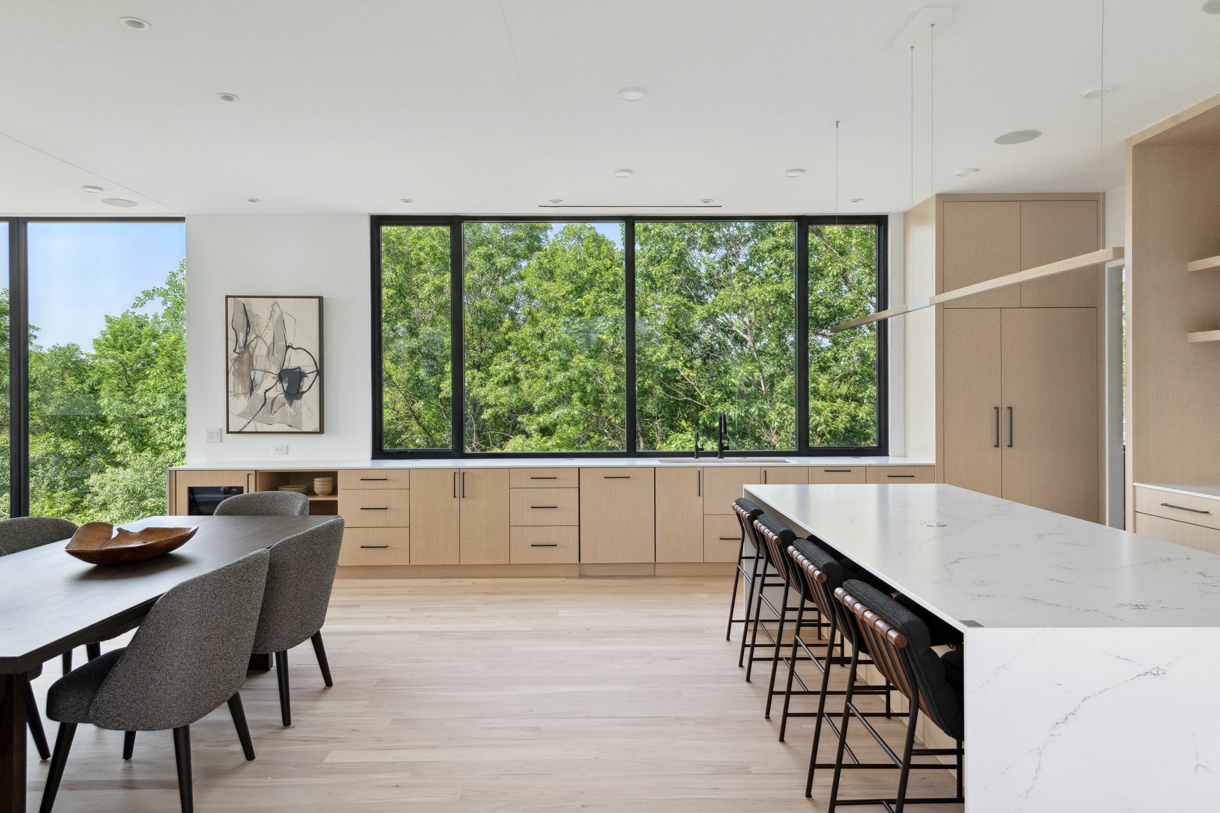 Scandinavian inspired kitchen with an open floor plan