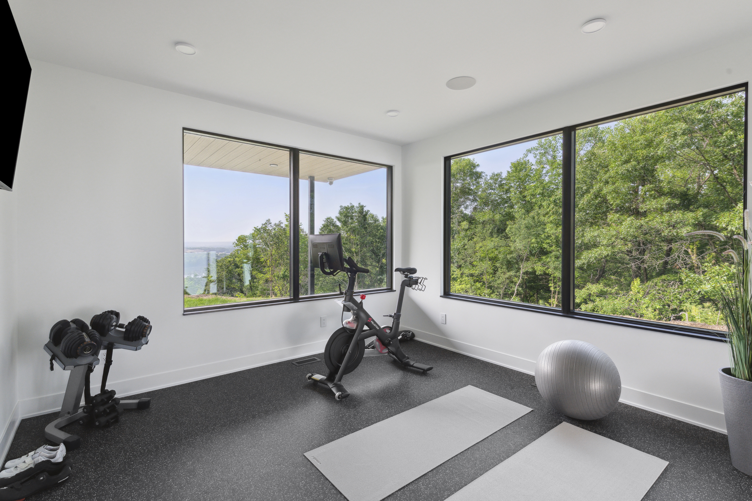 Home gym with stunning views
