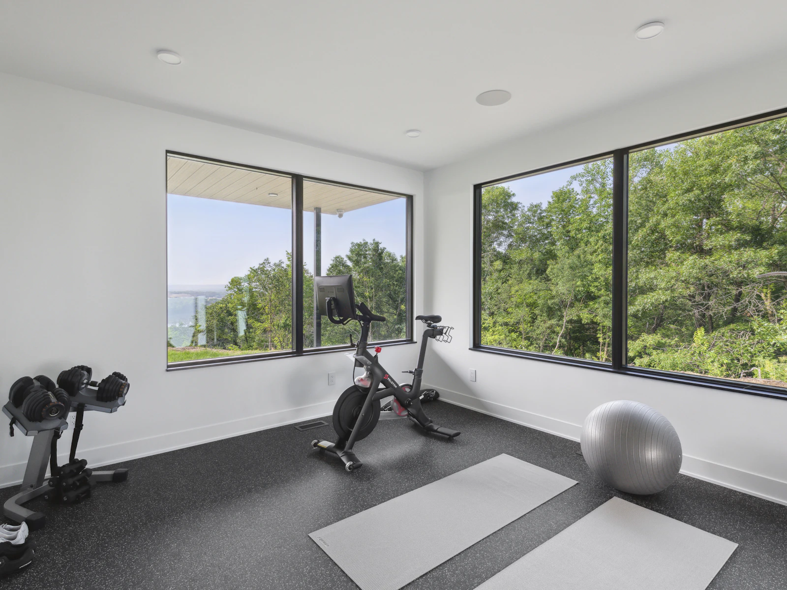 Home gym with stunning views