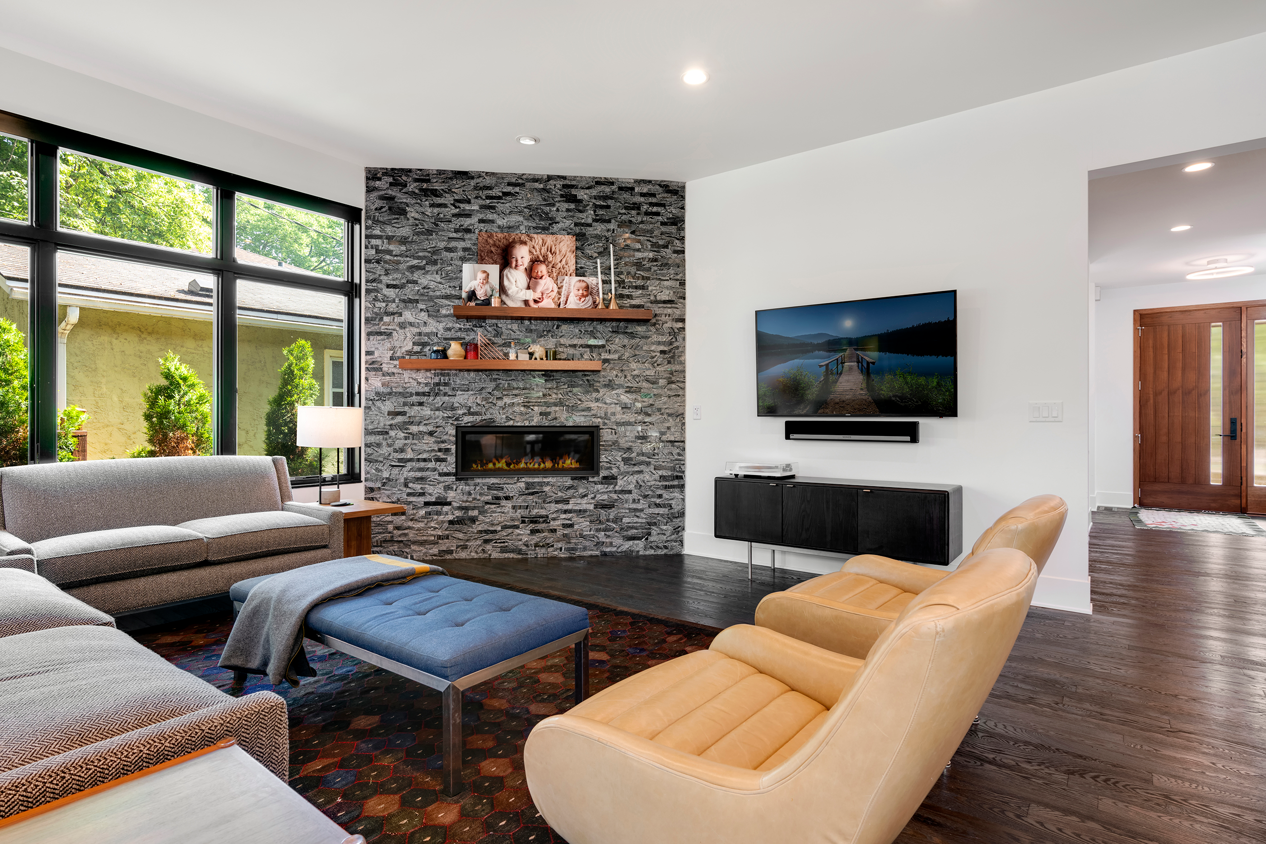 Living room with fireplace