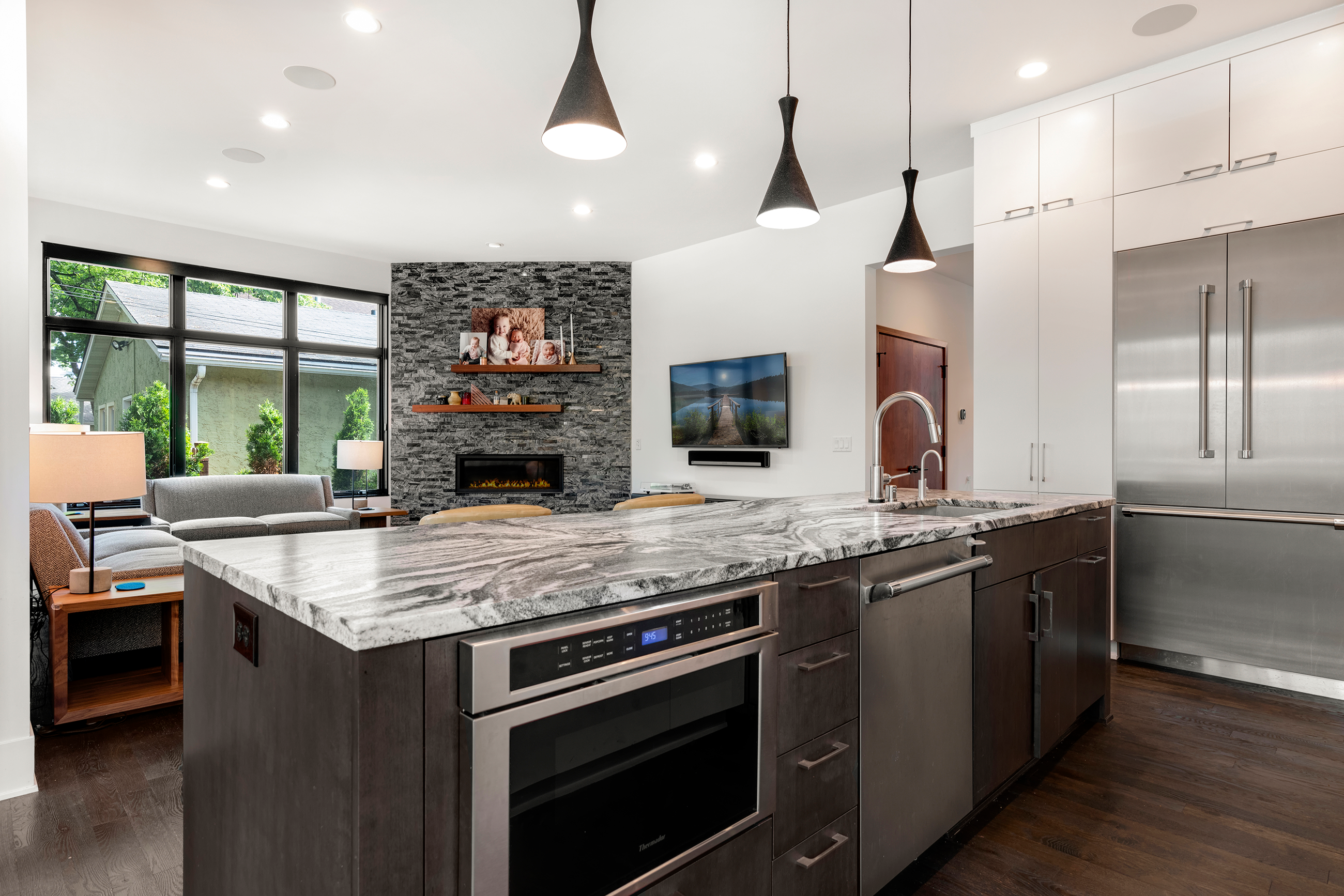 Kitchen with crystal cabinetry